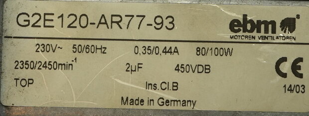 EBM G2E120-AR77-A6 ventilator 230V