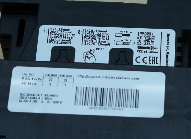 Siemens 3RT2325-1BB40 magnetic switch 24V DC 7.5KW 15.5a 3RT23251BB40