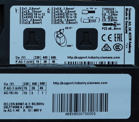 Siemens 3RT2326-1AP00 magneetschakelaar 230V ac 7,5KW 15,5a 3RT23261AP00