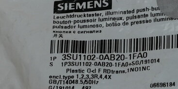 Siemens 3SU1102-0AB20-1FA0 Illuminated push button 22 mm red