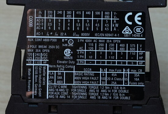 Eaton DilMC9-10 magneetschakelaar ac 4KW 9A ac3 veerklemaansluiting 3P+1NO 230V