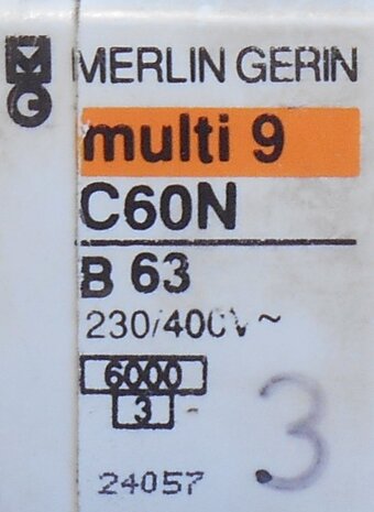 Merlin Gerin Installatieautomaat 24057 C60N 1-POLIG B63 AUTOMAAT 6KA