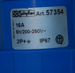 Schyller 57354 Rechte Stekker 2P+E IP67 Quickwire 16A 240V Blauw