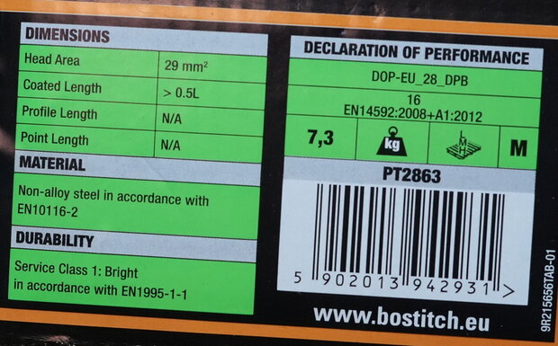 Bostitch PT2863 Stripspijker Papertape 33 gr Glad 2,8 x 63mm (2200 stuks)