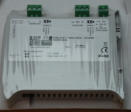ADFWeb Industrial NMEA 2000 to Modbus RTU Slave Converter HD67222-A1