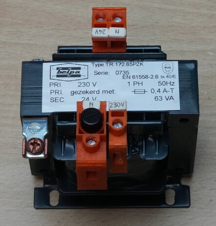 Belpa TR 172.65 stuurtransformator 1 fase 230V 63A, TR 172.65PZK