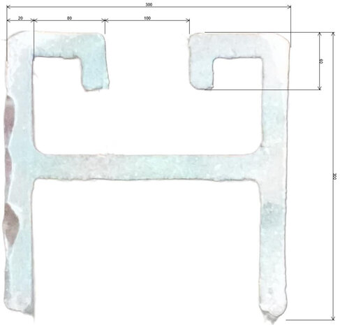 Railkoper blank stroomrail, lengte 1700 mm, 300x300mm