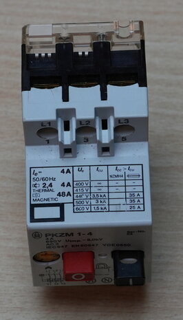 Klockner Moeller PKZM 1-4 motorbeveiligingschakelaar 2,4 tot 4,0 A
