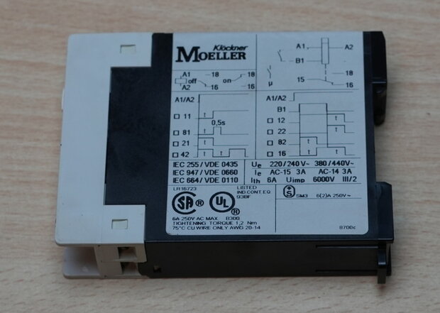 Klockner Moeller TE 69-A tijdrelais 24V 240V AC/DC, 0.05s to 60 h