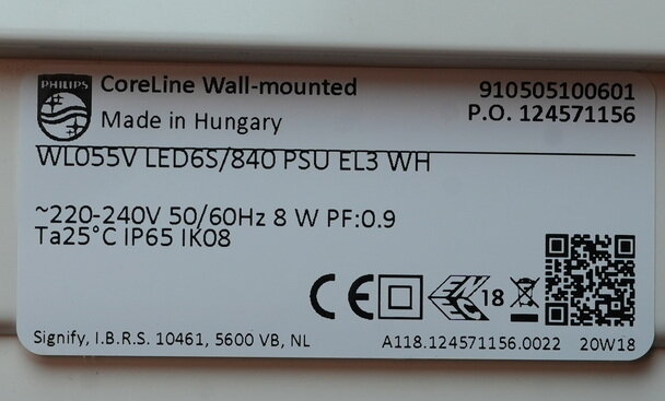 Philips 910505100601 Ledinaire WL055V armatuur led 4000K 8W 630LM 374MM ip65