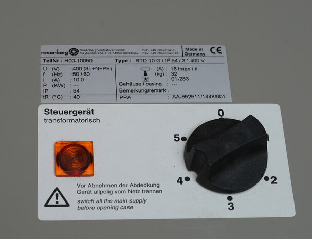 Rosenberg RTD 10 G Three-phase 5-step controller in enclosure H00-10050
