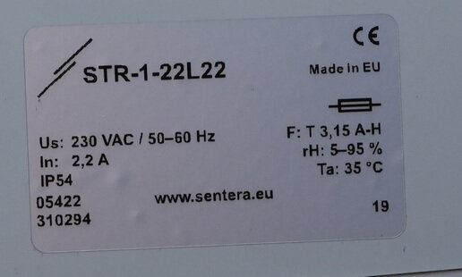 Sentera Controls STR-1-22L22 Trafo regelaar 2,2 amp&egrave;re 5 standen