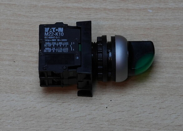 Moeller M22-K10 verlicht keuzeschakelaar groen met M22-LED element