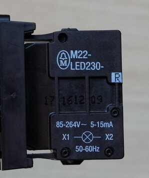 Moeller M22-K10 verlicht keuzeschakelaar rood met M22-LED230 element