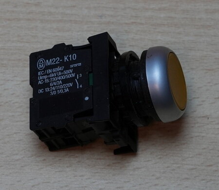 Moeller M22-K10 signaalknop geel met M22-LED230 element