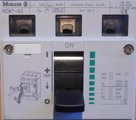 Moeller NZM7-63 vermogensschakelaar 63A 690V 3p Circuit Breaker