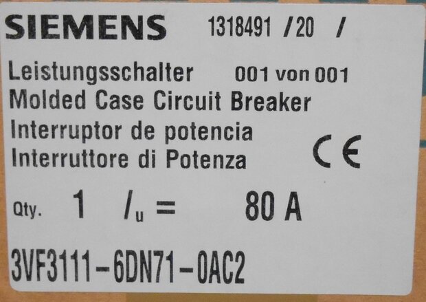 Siemens circuit breaker 3VF3111-6DN71-0AC2 (Circuit Breaker)