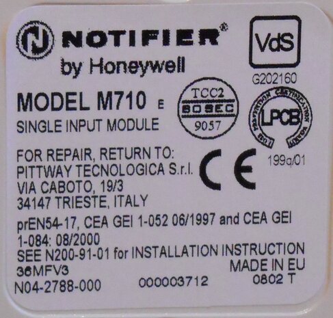 Notifier monitor module M710 1 input