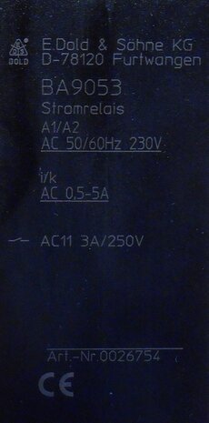Dold stroomrelais BA9053 AC 50/60Hz 230V 0,5-5A 0026754 relais