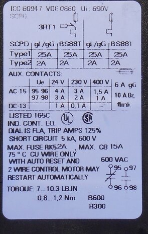 Siemens Thermal Overload Relay from 0.35 to 0.5 A 3RU1116-0FB0