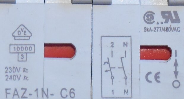 Eaton Moeller Circuit breaker FAZ-1N-6 C 6A 2P incl. Zero 15kA