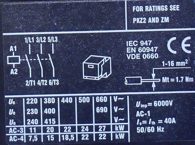 Moeller PKZ2 contact module module SE1A-230V 50Hz, 240V 60Hz