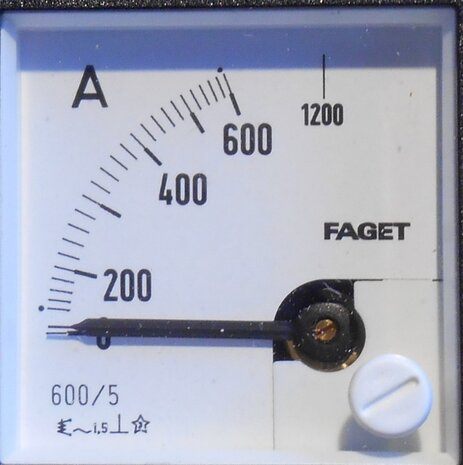 Faget Amperemeter panel construction EIV48 5-600A meters