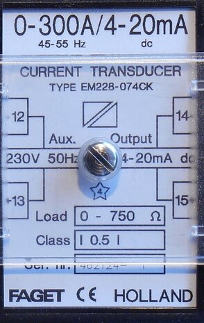 Faget Eleq Stroommeettransformator trafo RM228-074CK 0-300A 4-20mA