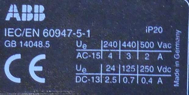 ABB KC6-31Z-2.4 Minimagneetschakelaar 4P 3NO/1NC 17-32VDC