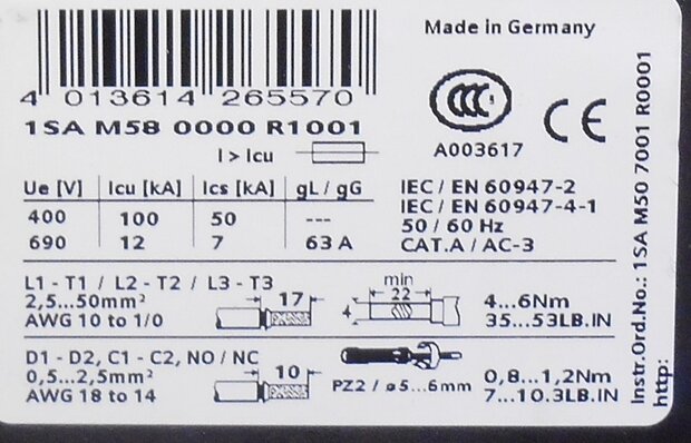 ABB MS 497-16 Motorbeveiligingsschakelaar 11-16A 1SAM580000R1001