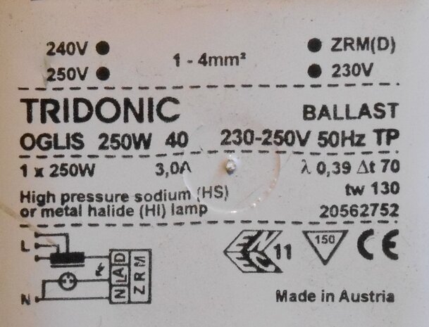 Tridonic OGLIS 250W 40 transformator 20562752