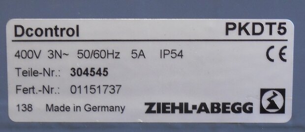 Ziehl Abegg Dcontrol horsepower T5 400V 3N ~ 5A IP54 controller 304545