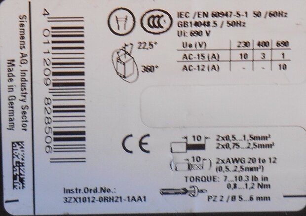 Siemens 3RH2140-1AP00 hulpcontact 4NO 230V