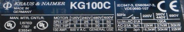 Kraus & Naimer Noodstop draaischakelaar KG100C T206 6P 100A incl. behuizing