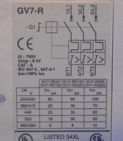 Telmecanique motorbeveiligingsschakelaar GV7 RE80 48-80A 056682