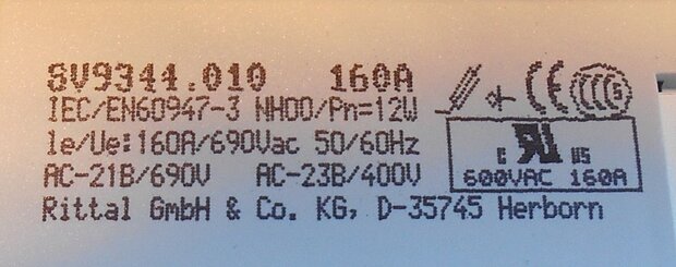 Rittal SV 9344010 blade disconnectors Fuse 0A NH00 160A