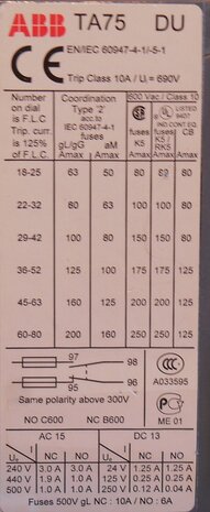 ABB Thermal overload relay TA 75 DU 80