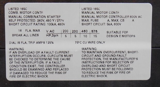 Siemens 3RV1031-4AA10 motor protection switch 11-16A Thermal Magnetic 7.5kW