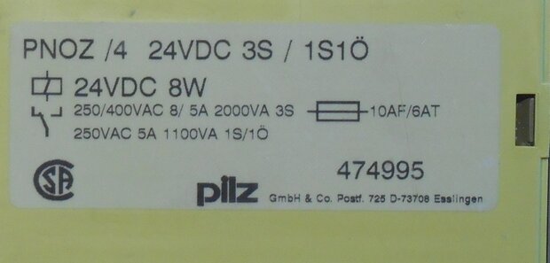 Pilz PNOZ S4 24VDC 3S1S10 474 995 relays Safety Relays (used)