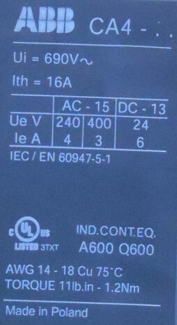 ABB Auxiliary contacts for front mounting 4 block 4 NO serving contactor AF09, AF16 ..- 30- - 1SBN010140R1340