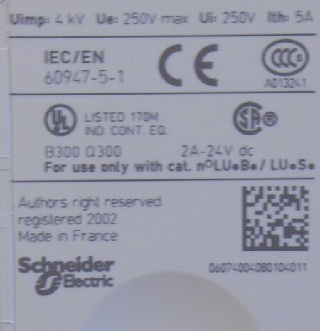 Schneider Electric blok met 2 hulpcont. 1NO+1NC TE LUFN11 Opzetbaar en integreerbaar
