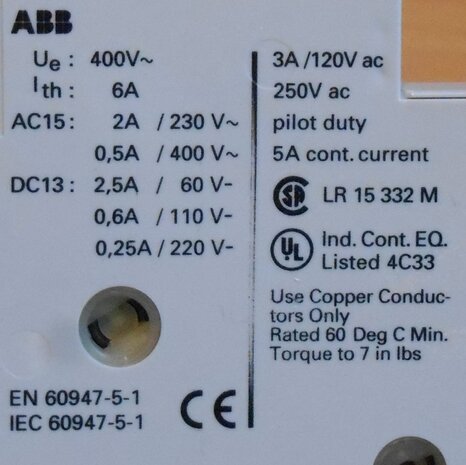 ABB MS 325 HK-20 side mount Auxiliary contact 2NO 2A serving MS 325 1SAM101901R0002