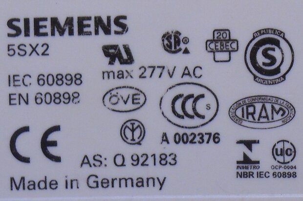 Siemens 5SX21 C2 MCB 1P 230/400V