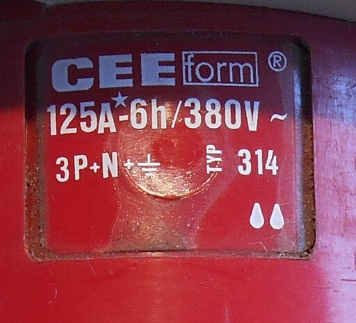 CEE form 125a-6h plug connector 5 pole type 314