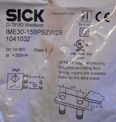 Sick inductive sensor IME30-15BPSZW2S 1041032
