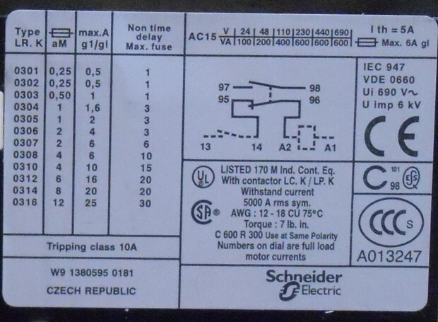 Telemecanique Schneider Electric LR2K0307 thermisch relais 1.2-1.8A 023043