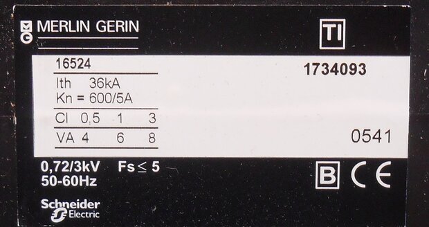 Schneider Merlin Gerin transformator trafo 16524 TI 600/5A 8816524A