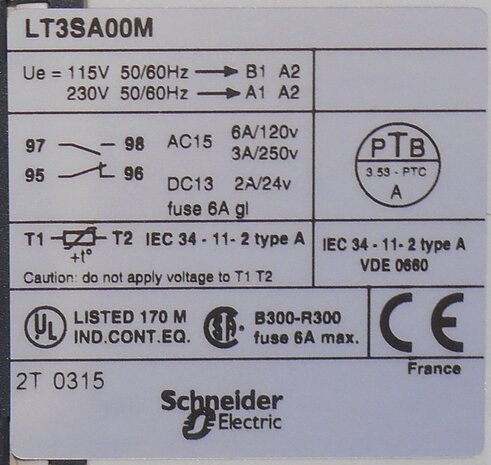 Schneider Telemecanique LT3SA00MN motorbeveiliging Temperatuurmeetrelais 068822