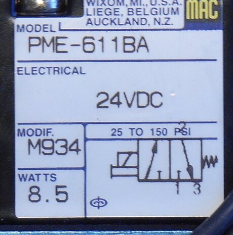 MAC magneetventiel 914B-PM-611BA 4way 24VDC 914BPM611BA