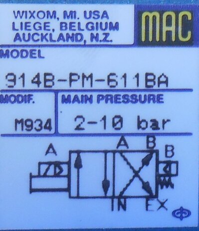 MAC magneetventiel 914B-PM-611BA 4way 24VDC 914BPM611BA
